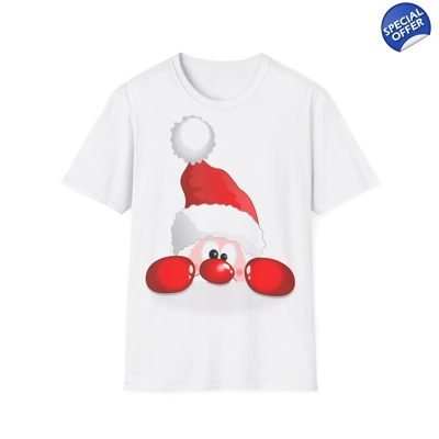 Cute Funny Santa Claus Peeping T-Shirt Cute Funny Santa Claus Peeping T-Shirt