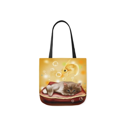 Cute Birman kitten Dreams of Goldfish Shoulder Tote Bag Cute Birman kitten Dreams of Goldfish Shoulder Tote Bag