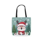 Cute Santa Reindeer Smiling Shoulder Tote Bag