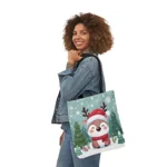 Cute Santa Reindeer Smiling Shoulder Tote Bag