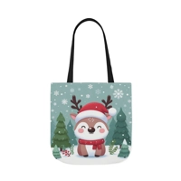 Cute Santa Reindeer Smiling Shoulder Tote Bag
