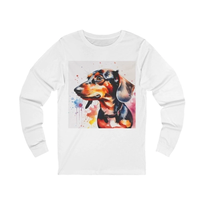 Dachshund Dog Cute Watercolour Long Sleeve T-Shirt
