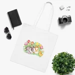 Easter Bunnies, Duckling and Tulips Cotton Shopping Tote Bag