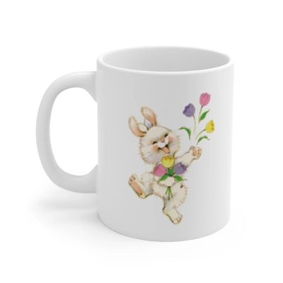 Easter Bunny And Tulips Coffee Mug