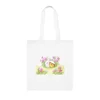 Easter Bunny, Duckling and Flowers Cotton Shopping Tote Bag