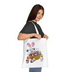 Easter Bunny with Basket of Eggs Cotton Shopping Tote Bag