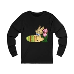 Easter Bunny with Egg and Tulip Flowers Long Sleeve T-Shirt