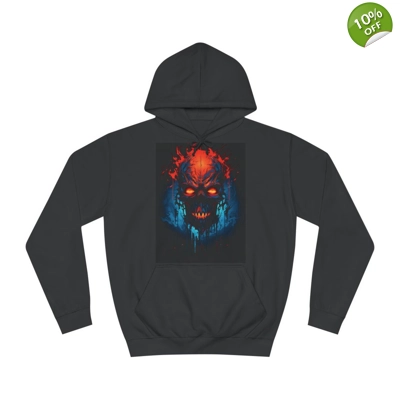 Fiery Hell Skull Watercolour Painting Hoodie