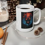 Fiery Hell Skull Watercolour Painting  Coffee Mug