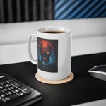 Fiery Hell Skull Watercolour Painting  Coffee Mug