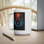 Fiery Hell Skull Watercolour Painting  Coffee Mug