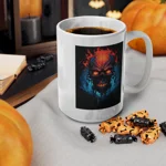 Fiery Hell Skull Watercolour Painting  Coffee Mug