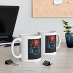 Fiery Hell Skull Watercolour Painting  Coffee Mug