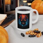 Fiery Hell Skull Watercolour Painting  Coffee Mug