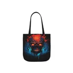 Fiery Hell Skull Watercolour Painting Shoulder Tote Bag