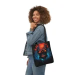 Fiery Hell Skull Watercolour Painting Shoulder Tote Bag