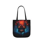 Fiery Hell Skull Watercolour Painting Shoulder Tote Bag
