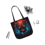 Fiery Hell Skull Watercolour Painting Shoulder Tote Bag