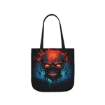 Fiery Hell Skull Watercolour Painting Shoulder Tote Bag