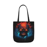 Fiery Hell Skull Watercolour Painting Shoulder Tote Bag