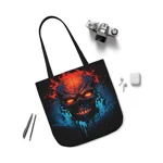 Fiery Hell Skull Watercolour Painting Shoulder Tote Bag