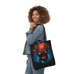 Fiery Hell Skull Watercolour Painting Shoulder Tote Bag