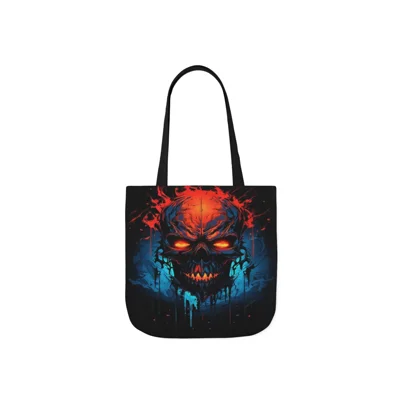 Fiery Hell Skull Watercolour Painting Shoulder Tote Bag