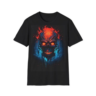 Fiery Hell Skull Watercolour Painting T-Shirt