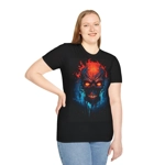 Fiery Hell Skull Watercolour Painting T-Shirt