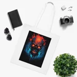 Fiery Hell Skull Watercolour Painting Cotton Shopping Tote Bag