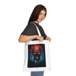 Fiery Hell Skull Watercolour Painting Cotton Shopping Tote Bag
