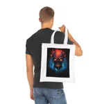 Fiery Hell Skull Watercolour Painting Cotton Shopping Tote Bag
