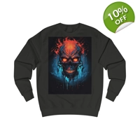Fiery Hell Skull Watercolour Painting Sweatshirt