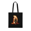 Flaming Skull Cotton Shopping Tote Bag