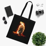 Flaming Skull Cotton Shopping Tote Bag