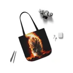 Flaming Skull Shoulder Tote Bag