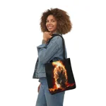Flaming Skull Shoulder Tote Bag