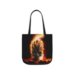 Flaming Skull Shoulder Tote Bag