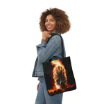 Flaming Skull Shoulder Tote Bag