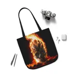 Flaming Skull Shoulder Tote Bag