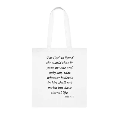 For God So Loved The World Verse John 3:16 Cotton Shopping Tote Bag