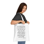 For God So Loved The World Verse John 3:16 Cotton Shopping Tote Bag