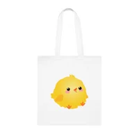 Funny Round Easter Chick Cotton Shopping Tote Bag