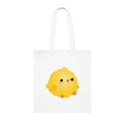 Funny Round Easter Chick Cotton Shopping Tote Bag