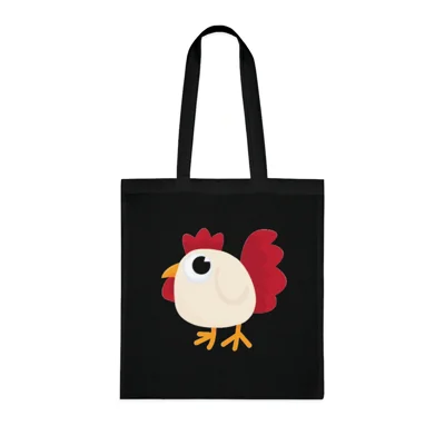 Funny White Chicken Cotton Shopping Tote Bag