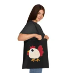 Funny White Chicken Cotton Shopping Tote Bag
