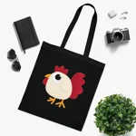 Funny White Chicken Cotton Shopping Tote Bag