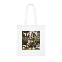 Garden Easter Bunny Cotton Shopping Tote Bag