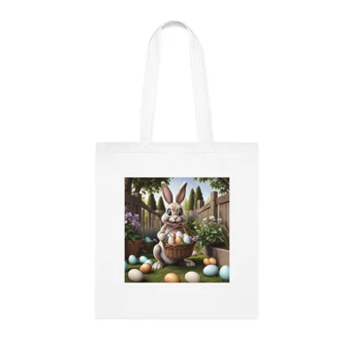 Garden Easter Bunny Cotton Shopping Tote Bag