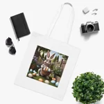 Garden Easter Bunny Cotton Shopping Tote Bag